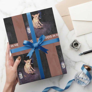 I Got That Dog In Me Wrapping Paper Roll Retro Funny Chihuahua Smoking Beer TS10 Mocha Print Your Wear
