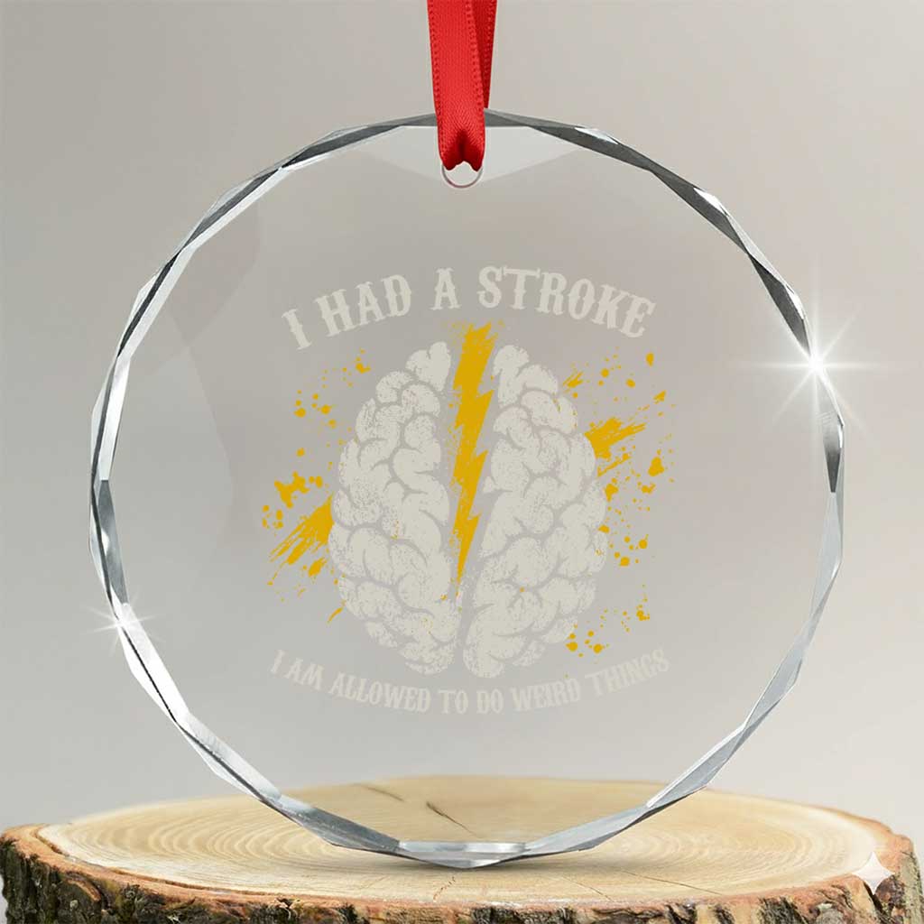 I Had A Stroke I Am Allowed To Do Weird Things Crystal Glass Ornament Stroke Survivors TS11 Transparent Glass 3'' Circle Print Your Wear