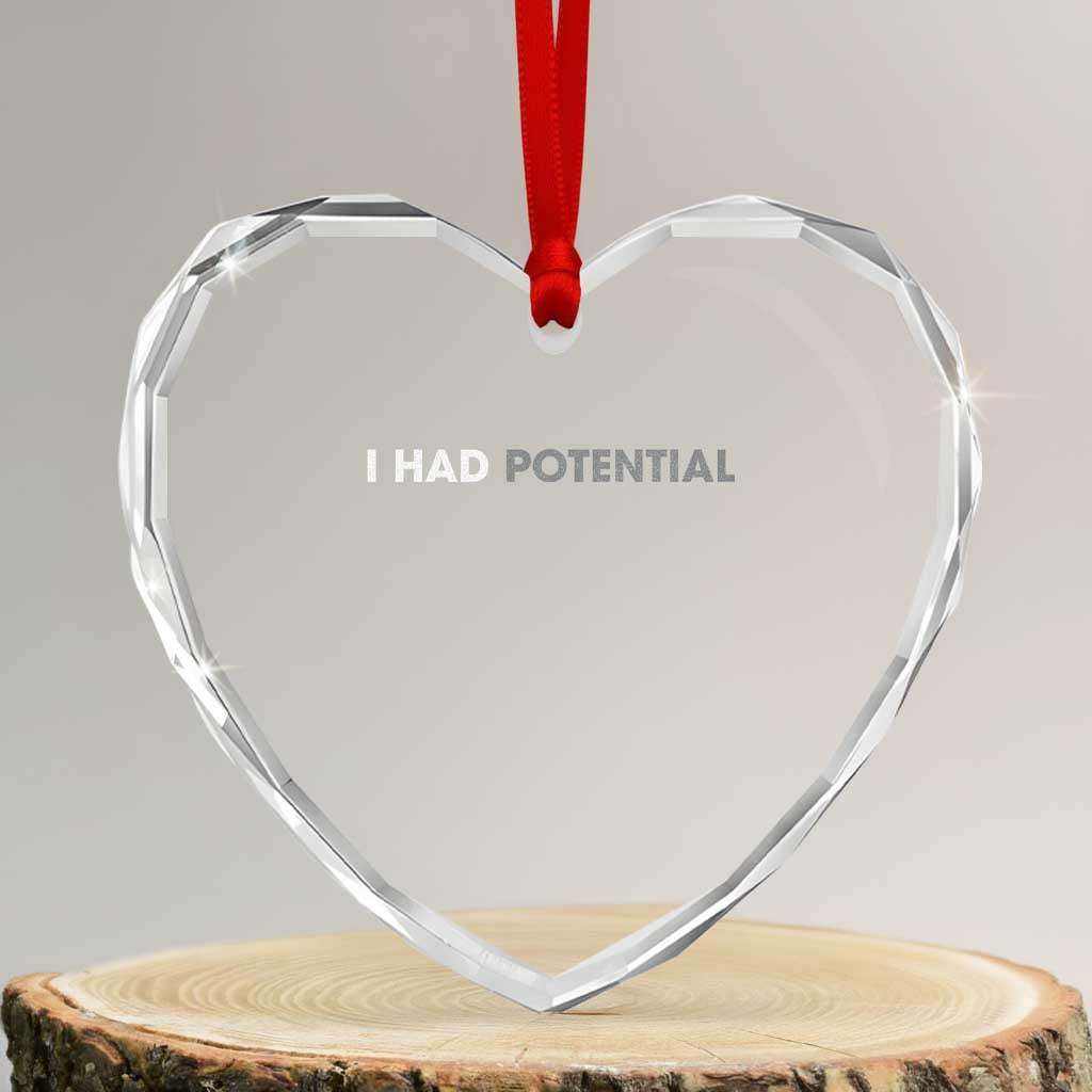 I Had Potential Heart Crystal Glass Ornament Physics Science Teacher Humor TS11 Transparent Glass 3'' Heart Print Your Wear