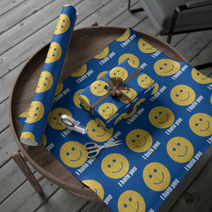 I Hate You Meme Distressed Smiling Face Wrapping Paper Roll Dark Humor Sarcastic Funny Attitude TS02 Blue Print Your Wear