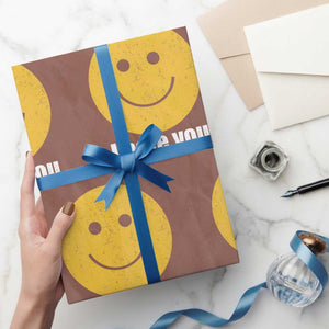 I Hate You Meme Distressed Smiling Face Wrapping Paper Roll Dark Humor Sarcastic Funny Attitude TS02 Mocha Print Your Wear