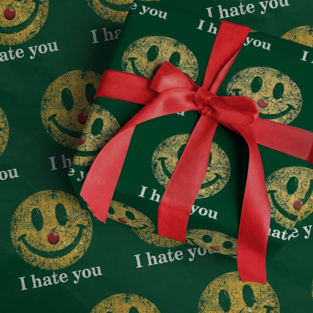 I Hate You Smile Face Meme Wrapping Paper Roll Funny Sarcastic Joke Meme TS14 Green Print Your Wear