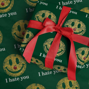 I Hate You Smile Face Meme Wrapping Paper Roll Funny Sarcastic Joke Meme TS14 Green Print Your Wear