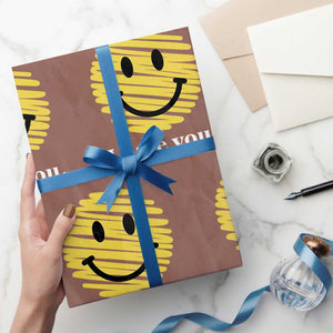 I Hate You Smile Face Meme Wrapping Paper Roll Viral Sarcastic Humor TS14 Mocha Print Your Wear