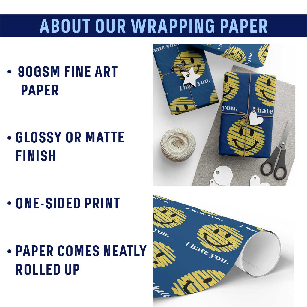 I Hate You Smile Face Meme Wrapping Paper Roll Viral Sarcastic Humor TS14 Print Your Wear