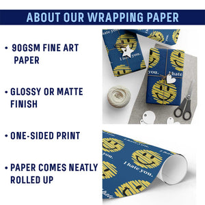 I Hate You Smile Face Meme Wrapping Paper Roll Viral Sarcastic Humor TS14 Print Your Wear