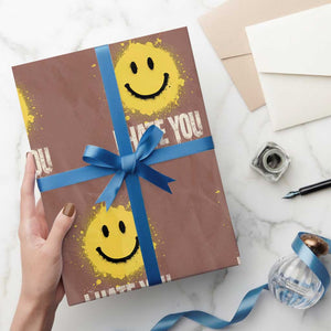 I Hate You Smile Face Wrapping Paper Roll Funny Sarcastic Meme TS14 Mocha Print Your Wear