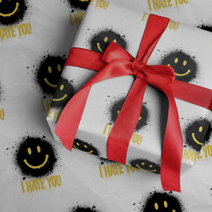 I Hate You Wrapping Paper Roll Funny Smile Face Emoticon Meme TS14 White Print Your Wear