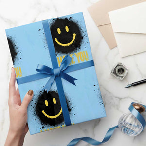 I Hate You Wrapping Paper Roll Funny Smile Face Emoticon Meme TS14 Light Blue Print Your Wear