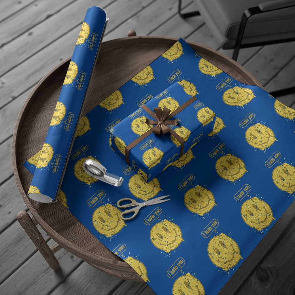 I Hate You Wrapping Paper Roll Vintage Yellow Happy Smile Face TS14 Blue Print Your Wear