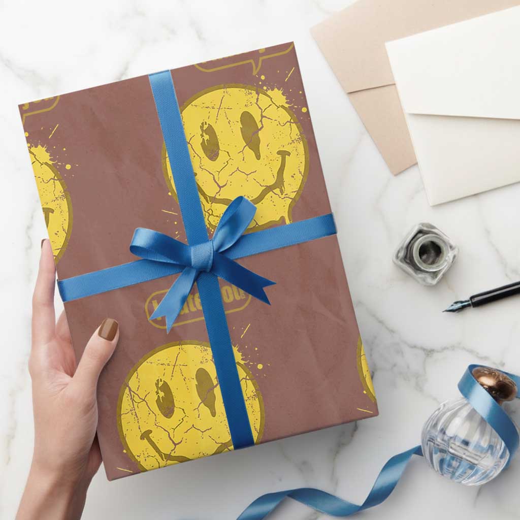I Hate You Wrapping Paper Roll Vintage Yellow Happy Smile Face TS14 Mocha Print Your Wear