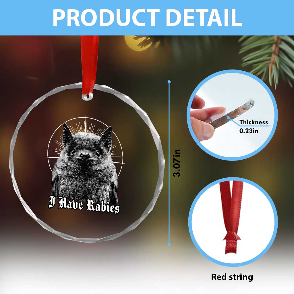 I Have Rabies Bat Crystal Glass Ornament Funny Meme Quotes Gothic TS11 Print Your Wear