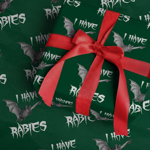 I Have Rabies Bat Wrapping Paper Roll Funny Meme Quotes TS11 Green Print Your Wear