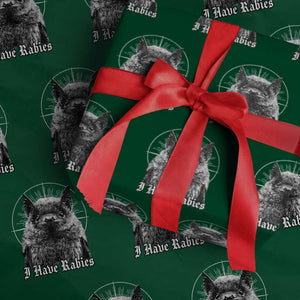 I Have Rabies Bat Wrapping Paper Roll Funny Meme Quotes Gothic TS11 Green Print Your Wear