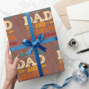 I Have Two Titles Dad And Grandpa Wrapping Paper Roll Retro Father's Day Grandpa Gift TS10 Mocha Print Your Wear