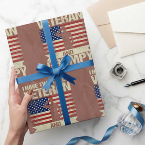 I Have Two Titles Veteran and Grumpy Wrapping Paper Roll Funny Veteran Dad Grandpa Humor