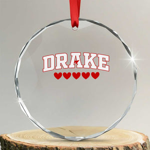 I Heart Drake Red Love Hearts Crystal Glass Ornament Football Fan Celebration TS02 Transparent Glass 3'' Circle Print Your Wear