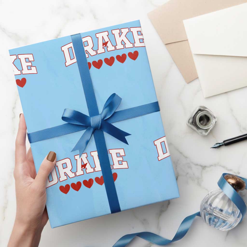 I Heart Drake Red Love Hearts Wrapping Paper Roll Football Fan Celebration TS02 Light Blue Print Your Wear