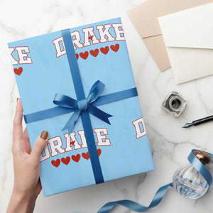 I Heart Drake Red Love Hearts Wrapping Paper Roll Football Fan Celebration TS02 Light Blue Print Your Wear