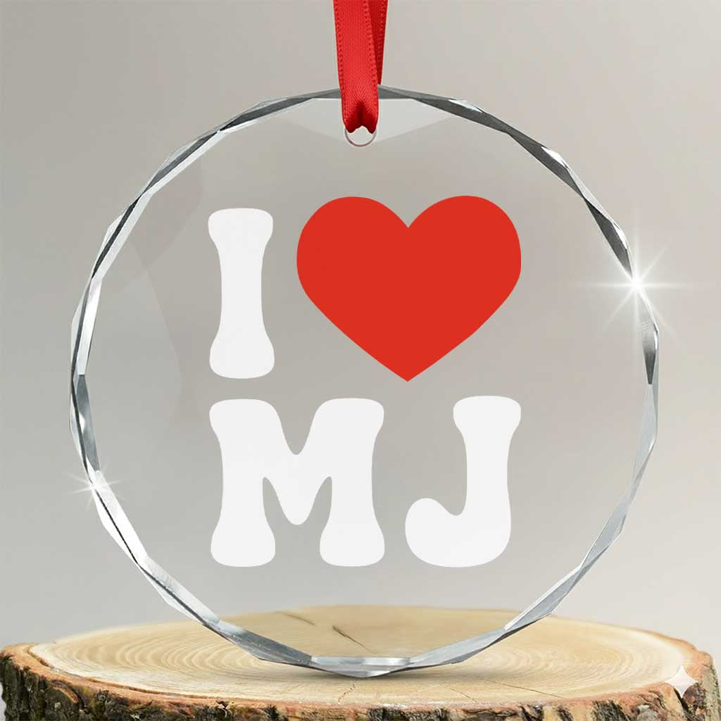 I Heart MJ Classic Graphic Tribute Crystal Glass Ornament Love Pop Legend Iconic Culture Music Fan Favor TS02 Transparent Glass 3'' Circle Print Your Wear