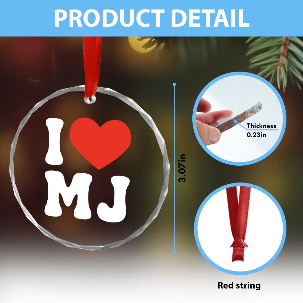 I Heart MJ Classic Graphic Tribute Crystal Glass Ornament Love Pop Legend Iconic Culture Music Fan Favor TS02 Print Your Wear