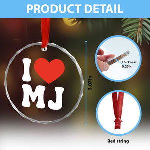 I Heart MJ Classic Graphic Tribute Crystal Glass Ornament Love Pop Legend Iconic Culture Music Fan Favor TS02 Print Your Wear