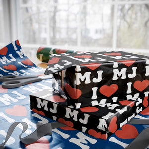 I Heart MJ Classic Graphic Tribute Wrapping Paper Roll Love Pop Legend Iconic Culture Music Fan Favor TS02 Black Print Your Wear