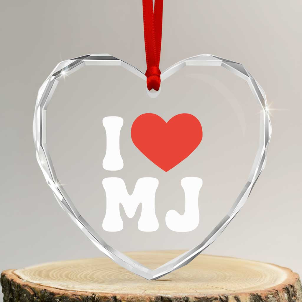 I Heart MJ Classic Graphic Tribute Heart Crystal Glass Ornament Love Pop Legend Iconic Culture Music Fan Favor TS02 Transparent Glass 3'' Heart Print Your Wear