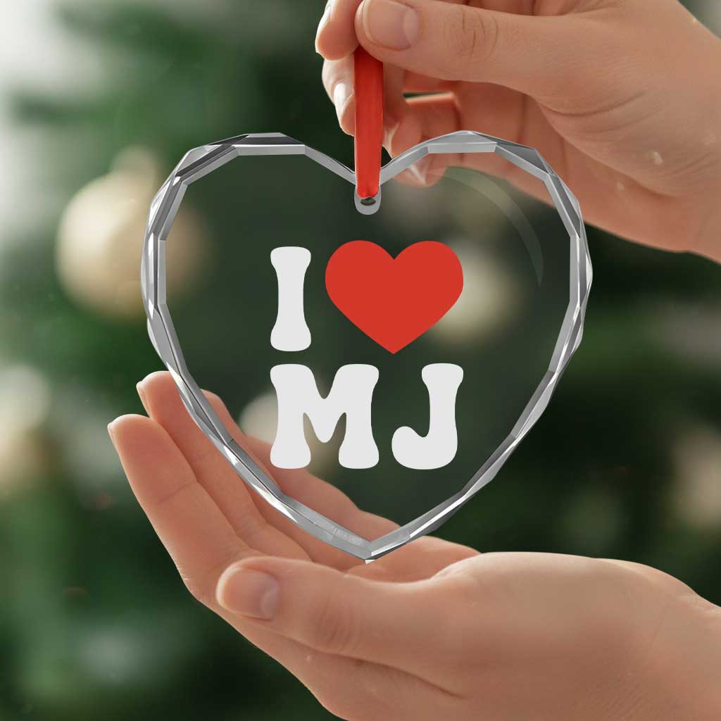 I Heart MJ Classic Graphic Tribute Heart Crystal Glass Ornament Love Pop Legend Iconic Culture Music Fan Favor TS02 Print Your Wear