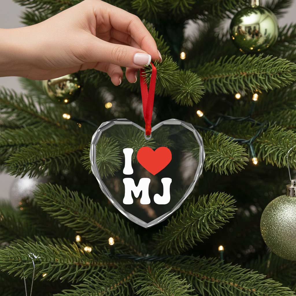I Heart MJ Classic Graphic Tribute Heart Crystal Glass Ornament Love Pop Legend Iconic Culture Music Fan Favor TS02 Print Your Wear