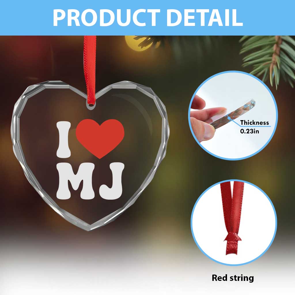 I Heart MJ Classic Graphic Tribute Heart Crystal Glass Ornament Love Pop Legend Iconic Culture Music Fan Favor TS02 Print Your Wear