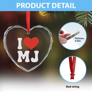 I Heart MJ Classic Graphic Tribute Heart Crystal Glass Ornament Love Pop Legend Iconic Culture Music Fan Favor TS02 Print Your Wear