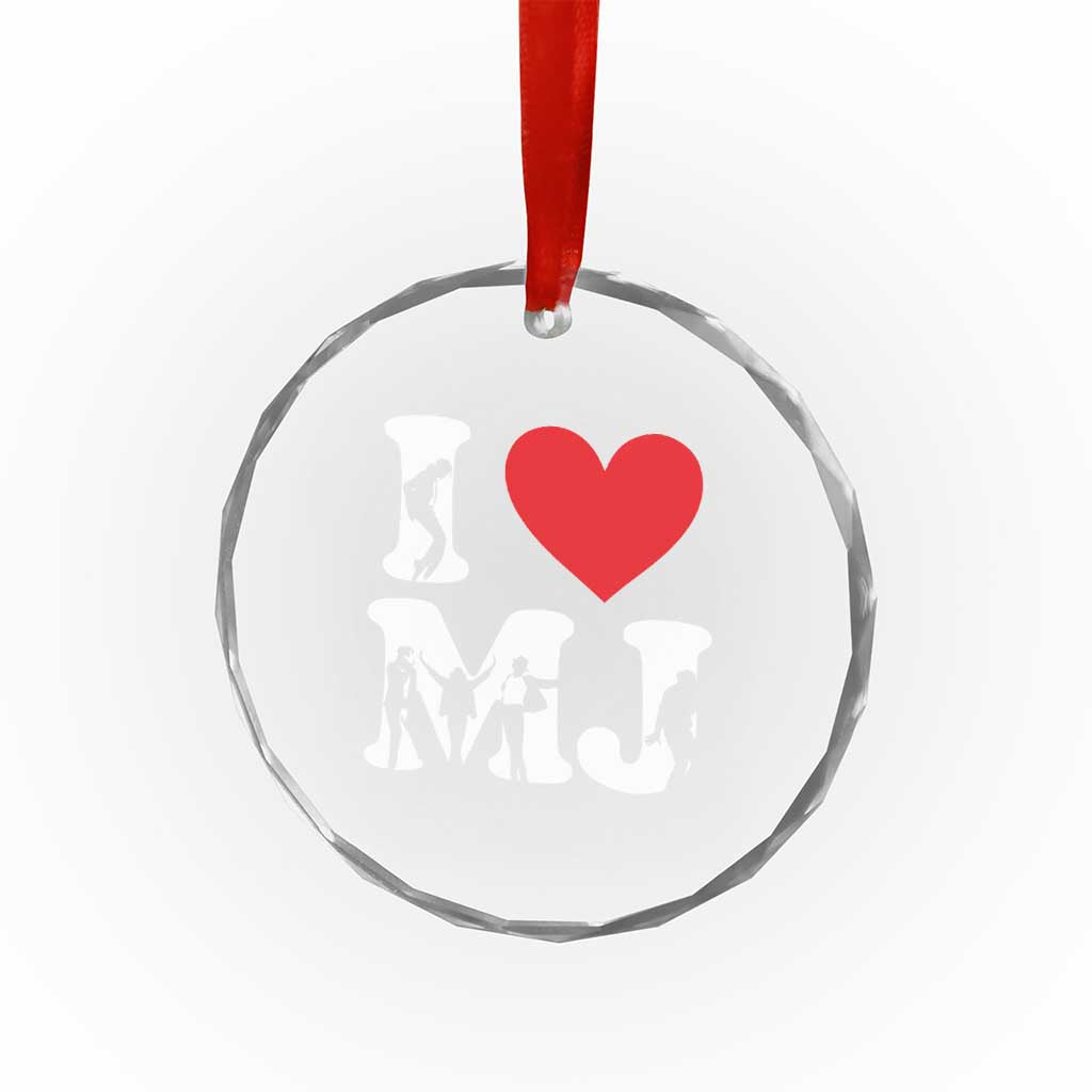 I Heart MJ Dance Silhouette Tribute Crystal Glass Ornament Iconic Pop Culture Famous Dance Poses for Music Legend Fans TS02 Print Your Wear