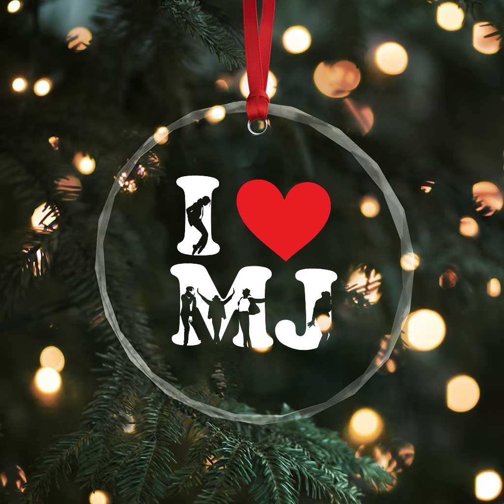 I Heart MJ Dance Silhouette Tribute Crystal Glass Ornament Iconic Pop Culture Famous Dance Poses for Music Legend Fans TS02 Print Your Wear