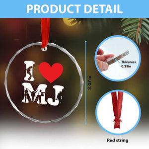 I Heart MJ Dance Silhouette Tribute Crystal Glass Ornament Iconic Pop Culture Famous Dance Poses for Music Legend Fans TS02 Print Your Wear