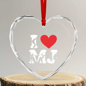 I Heart MJ Dance Silhouette Tribute Heart Crystal Glass Ornament Iconic Pop Culture Famous Dance Poses for Music Legend Fans