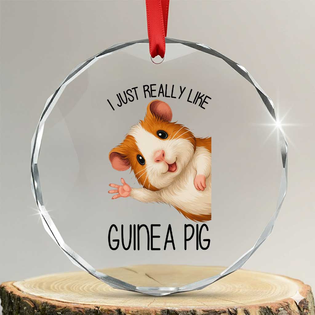 I Just Really Like Guinea Pigs Crystal Glass Ornament Funny Cavy Lover TS12 Transparent Glass 3'' Circle Print Your Wear