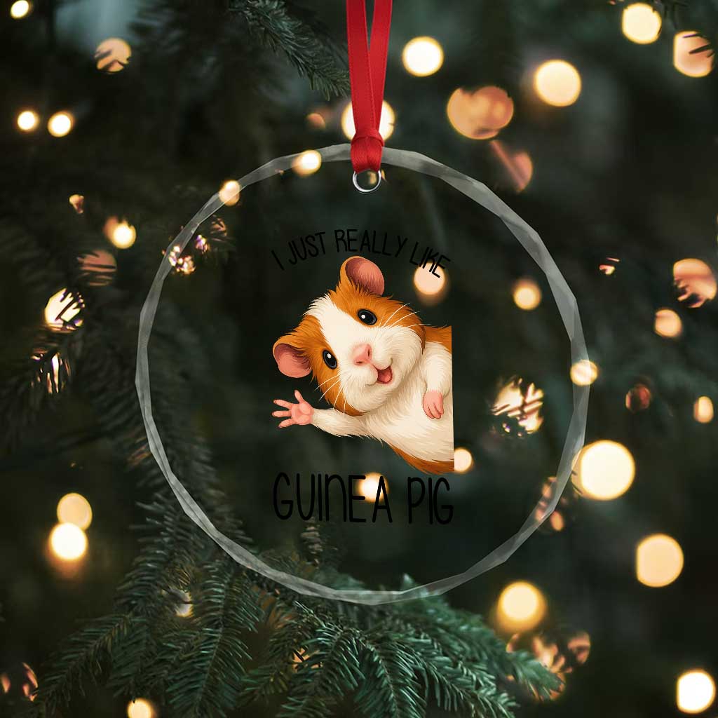 I Just Really Like Guinea Pigs Crystal Glass Ornament Funny Cavy Lover TS12 Print Your Wear