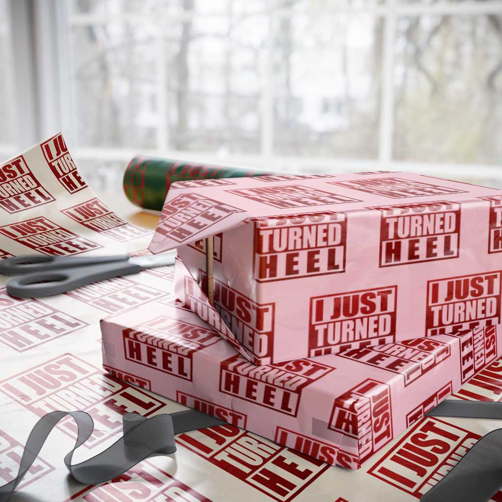 I Just Turned Heel Wrapping Paper Roll Pro Wrestling Retro Distressed TS10 Light Pink Print Your Wear