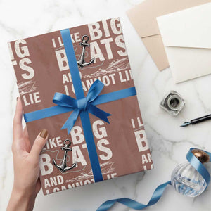 I Like Big Boats And I Cannot Lie Wrapping Paper Roll Funny Boating Cruise Ship TS11 Mocha Print Your Wear