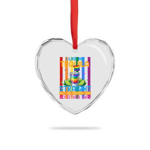 I Like My Tequila Straight But My Friends Go Either Way Heart Crystal Glass Ornament Funny LGBTQ Drinking TS12 Print Your Wear