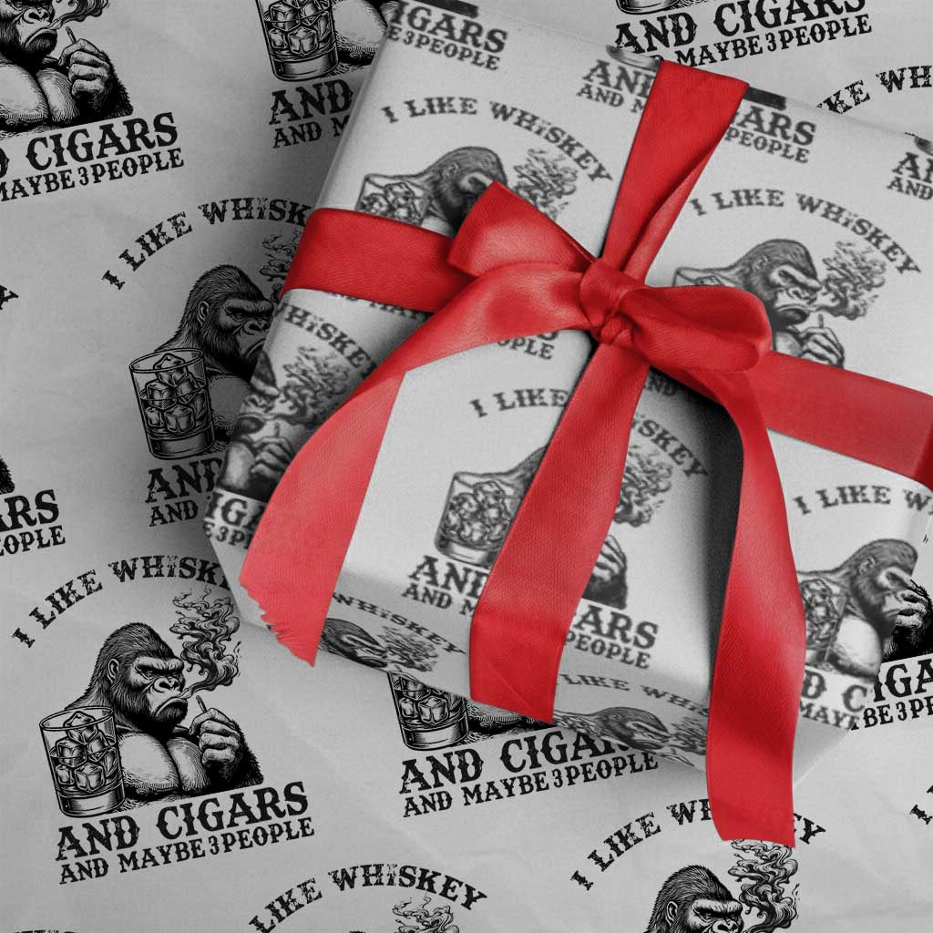 I Like Whiskey and Cigars and Maybe 3 People Wrapping Paper Roll Funny Bigfoot Drinking and Cigarette Anti-Social Humor TS02 White Print Your Wear