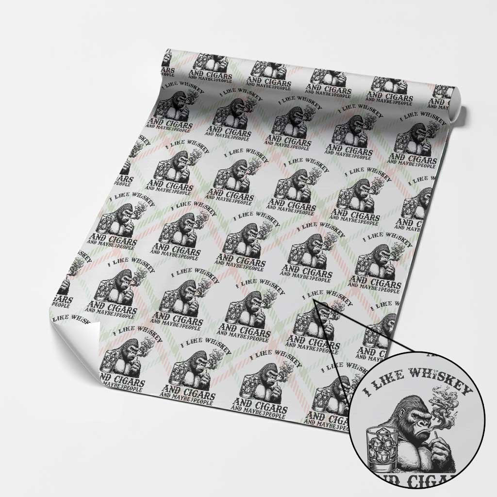 I Like Whiskey and Cigars and Maybe 3 People Wrapping Paper Roll Funny Bigfoot Drinking and Cigarette Anti-Social Humor TS02 Christmas Plaid Print Your Wear