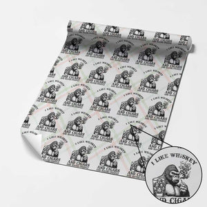 I Like Whiskey and Cigars and Maybe 3 People Wrapping Paper Roll Funny Bigfoot Drinking and Cigarette Anti-Social Humor TS02 Christmas Plaid Print Your Wear