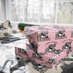 I Like Whiskey and Cigars and Maybe 3 People Wrapping Paper Roll Funny Bigfoot Drinking and Cigarette Anti-Social Humor TS02 Light Pink Print Your Wear