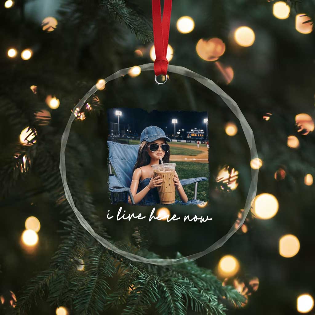 I Live Here Now Funny Doll Face Meme Baseball Lover Crystal Glass Ornament Game Day Reaction Sports Fan Gift TS02 Print Your Wear