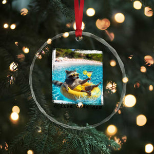 I Live Here Now Raccoon Crystal Glass Ornament Funny Summer Vacation Meme TS14 Print Your Wear