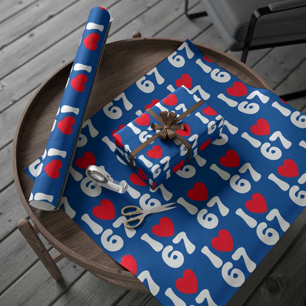 I Love 67 Wrapping Paper Roll 67th Birthday Six Seven Funny Gen Alpha Slang Saying TS10 Blue Print Your Wear