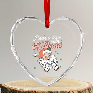 I Love A Man With A Beard Santa Xmas Heart Crystal Glass Ornament TS09 Transparent Glass 3'' Heart Print Your Wear
