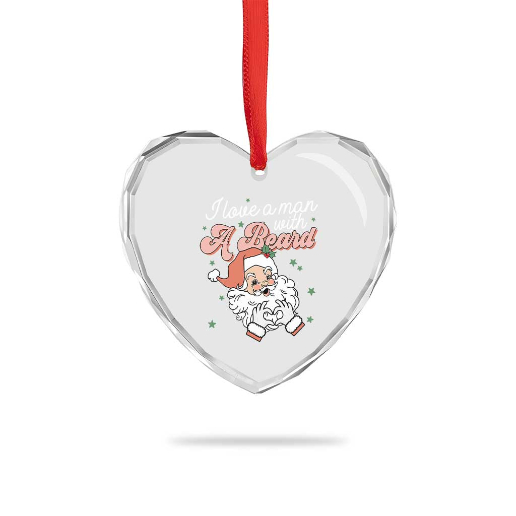 I Love A Man With A Beard Santa Xmas Heart Crystal Glass Ornament TS09 Print Your Wear